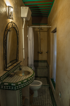 Bathroom attached to the Paprika Room, Riad Laayoun, Fes, Morocco