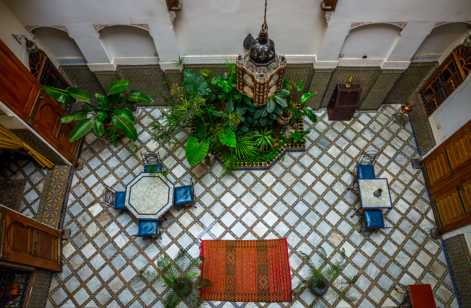 The Patio at Riad Laayoon, Fes, Morocco