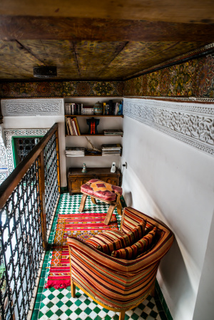 A reading nook to relax in, Riad Laayoun, Fes, Morocco