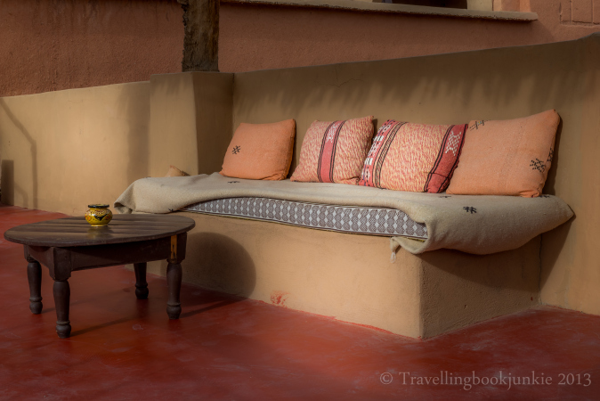 Covered Seating Area by the Pool, Kasbah Ellouze, Morocco