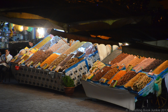 Plenty of dried fruits to choose from, Marrakech night market, morocco, Djemaa El Fna