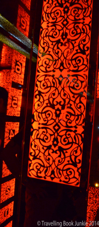 The decorative lift in the Renaissance hotel to take us up to the sky bar, Marrakech, Morocco
