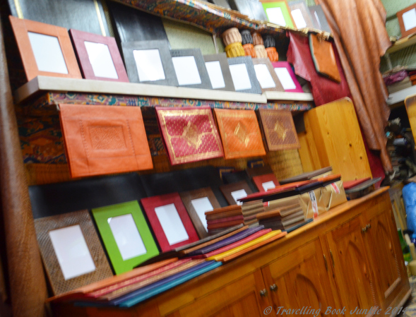 Leather photo frames in the morocan souks