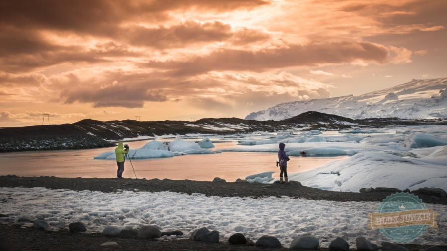 The Ice Lagoon in the south of Iceland as the sun sets