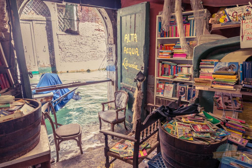 Libreria Acqua Alta The reading corner of a Venice bookshop that is like none other.