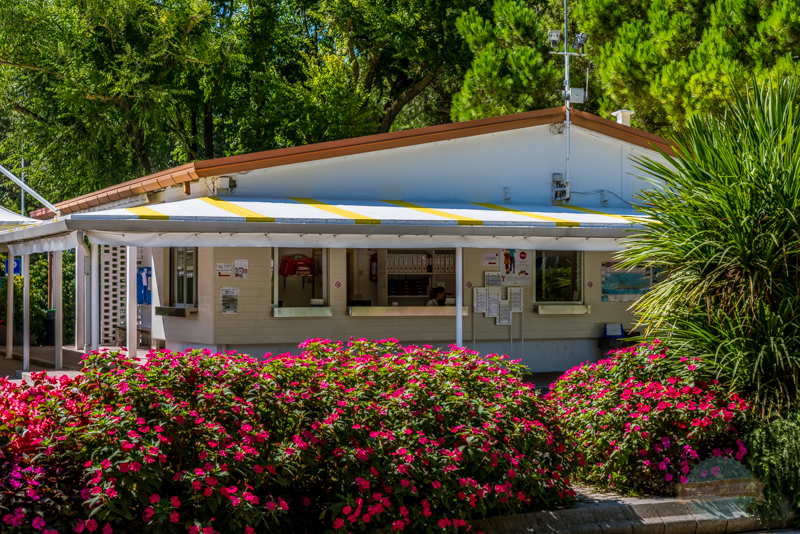 Reception area at camping ca savio near Venice Italy