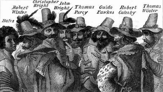 Gunpowder plot conspirators with Guy Fawkes