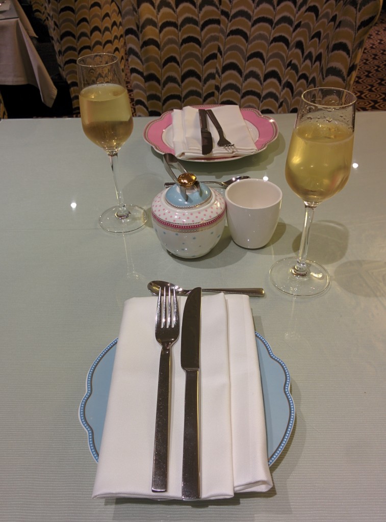 Champagne and china plates at St Ermins in London