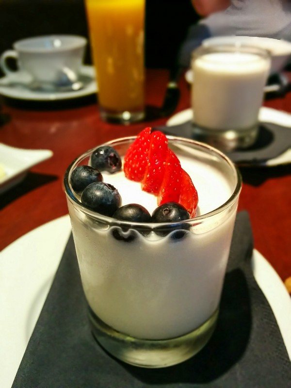 Natural fruit yoghurt at breakfast apex london wall hotel
