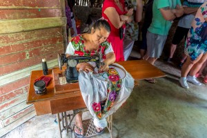 Creating garmets in the Coba Mayan Village, Mexico