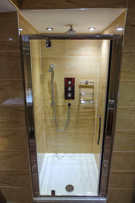 The luxury shower in the contemporary suite at The Angel in Bury St Edmunds