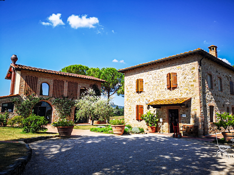 The entrance to the agriturismo in the Chianti hills on the well-known wine route and close to many of the towns of central Tuscany