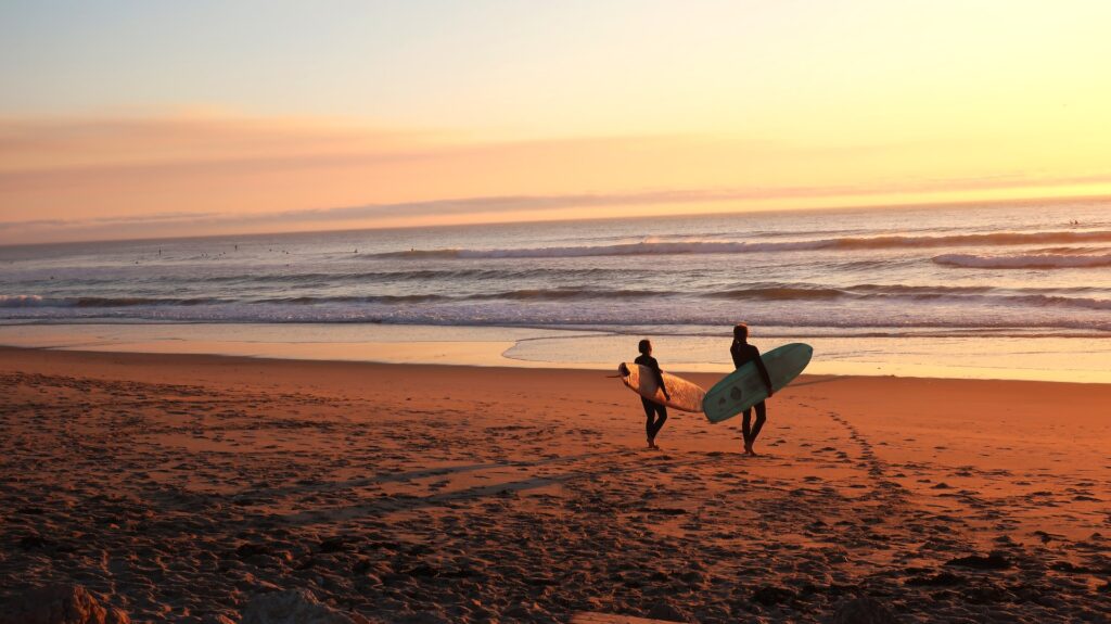Surfing at the beach