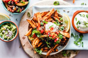 A bowl of plant-based foods, bursting with colour and goodness.