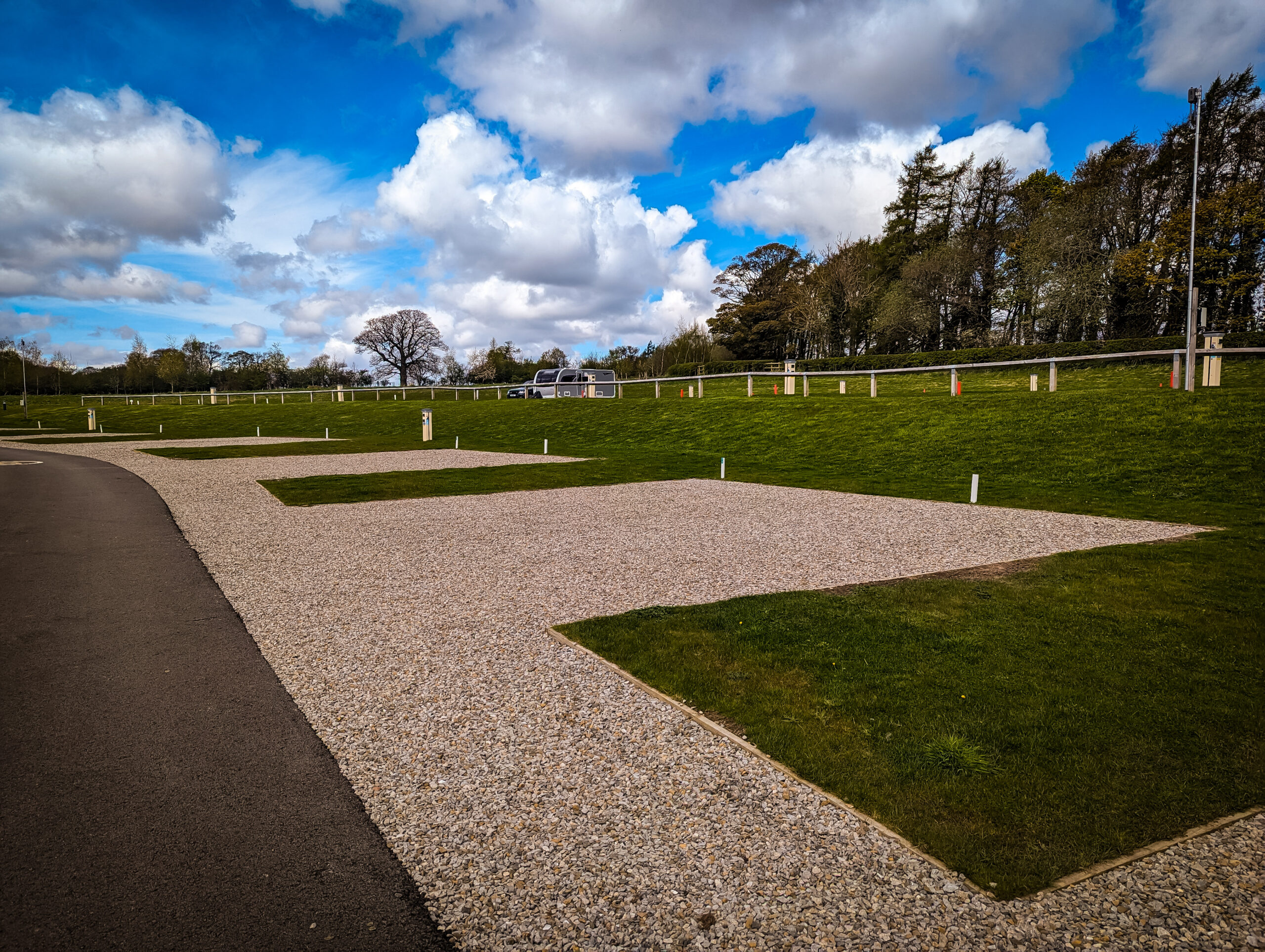 The large camping pitches at the Caravan and Motorhome Club site at Barnard Castle