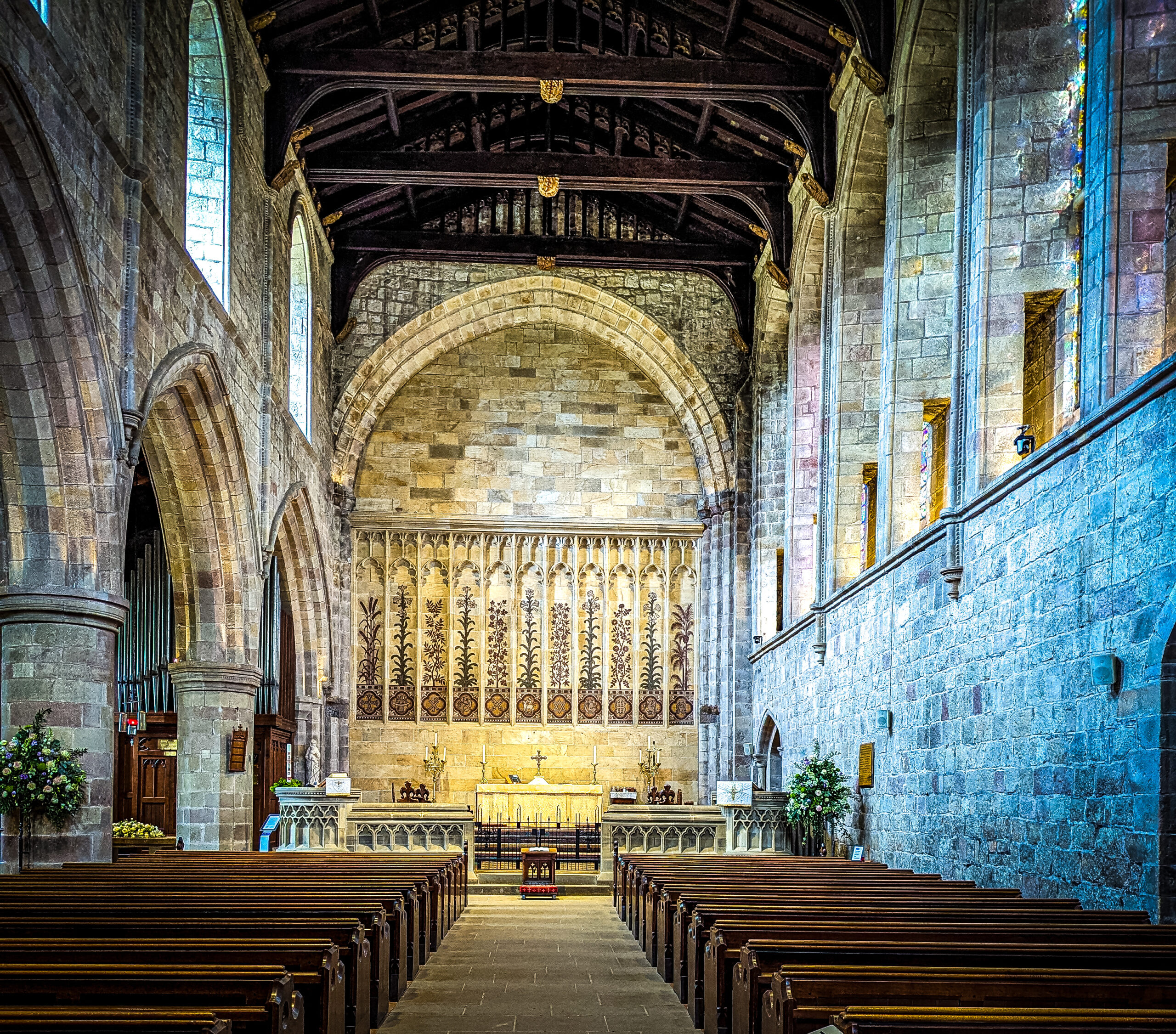 The inside of the current church still in use at Bolton Abbey