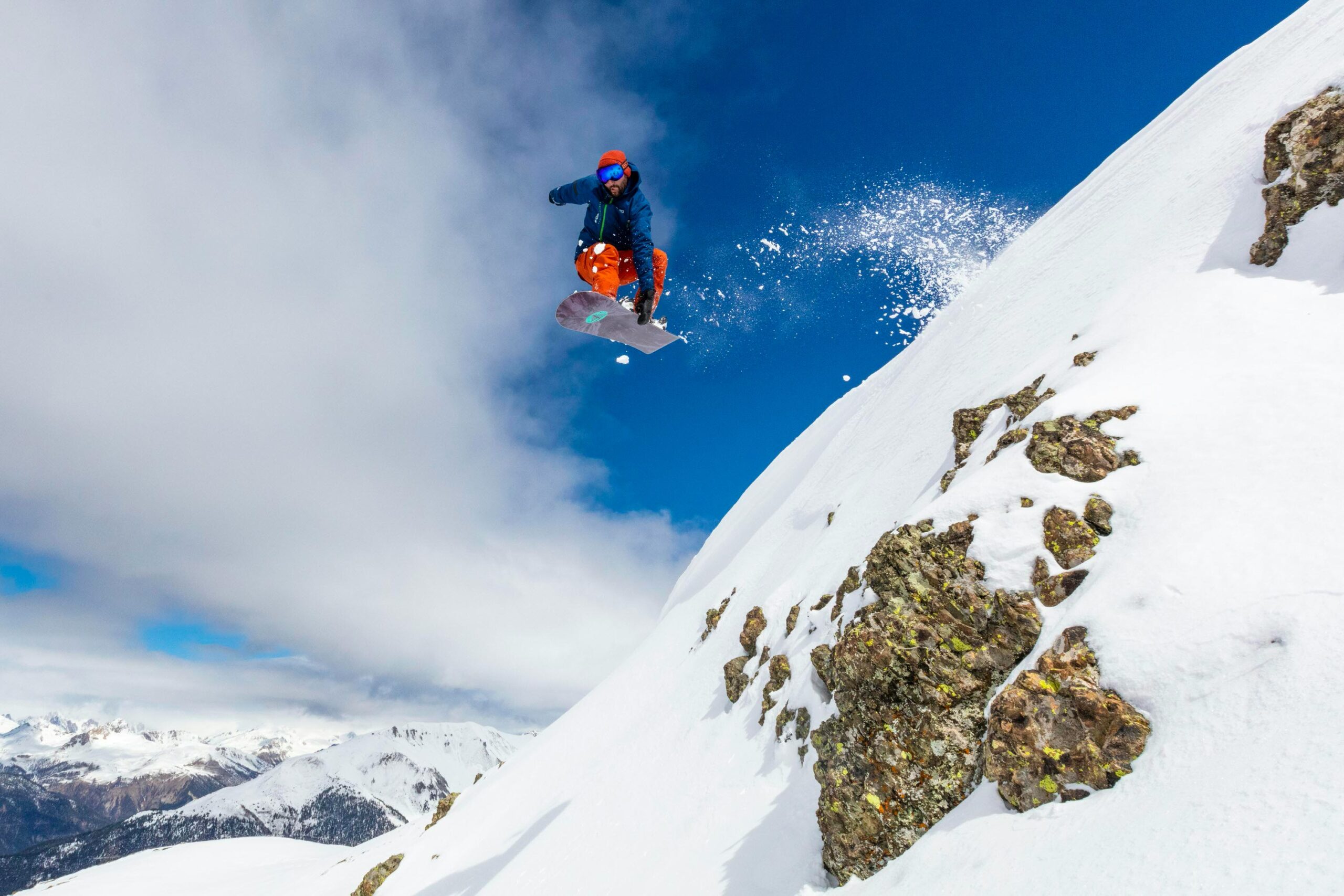 Going off-piste with a snowboard.