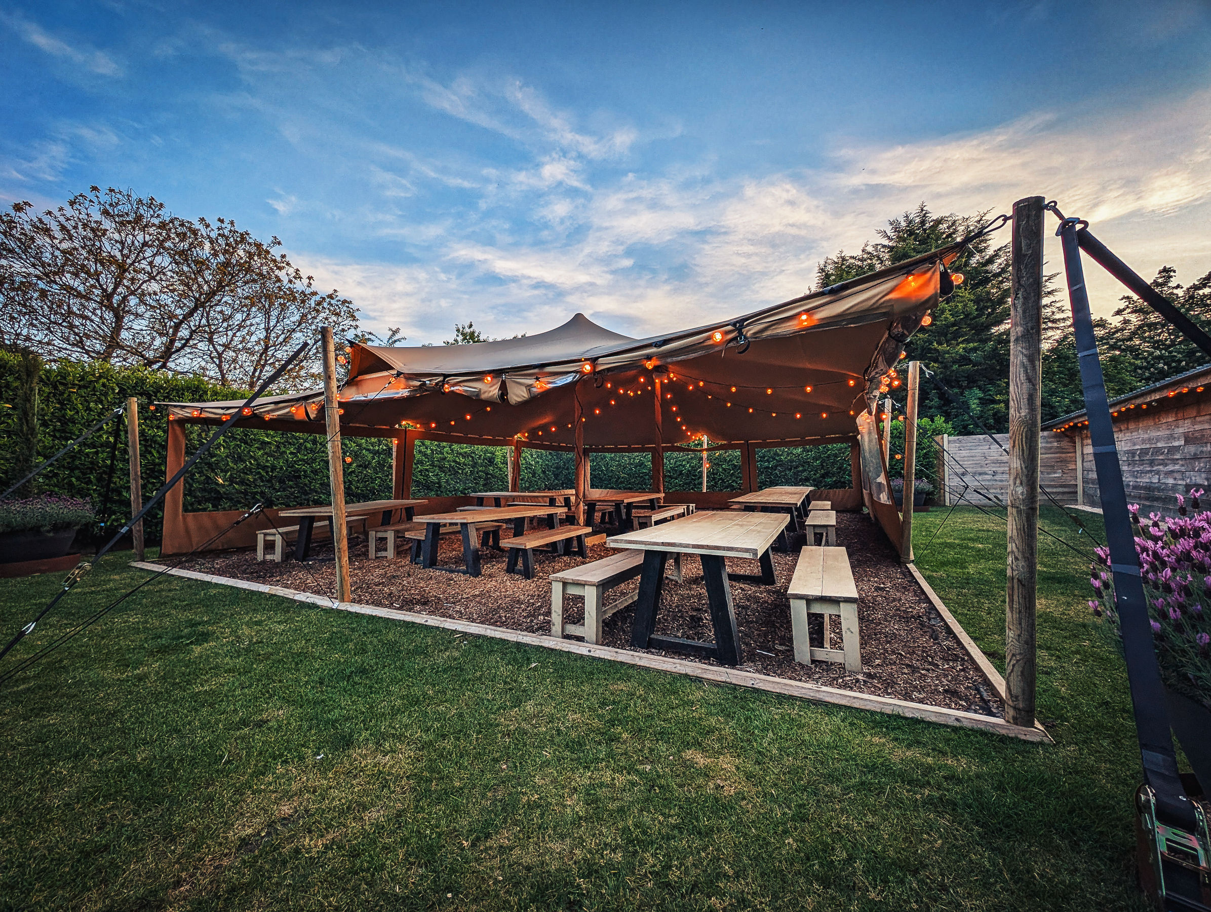 The exterior bar area of Concierge Camping